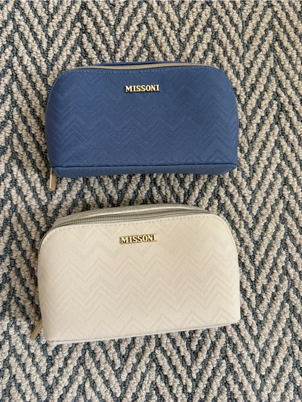 Missoni Women's Navy and Cream Zip Cosmetic Pouches